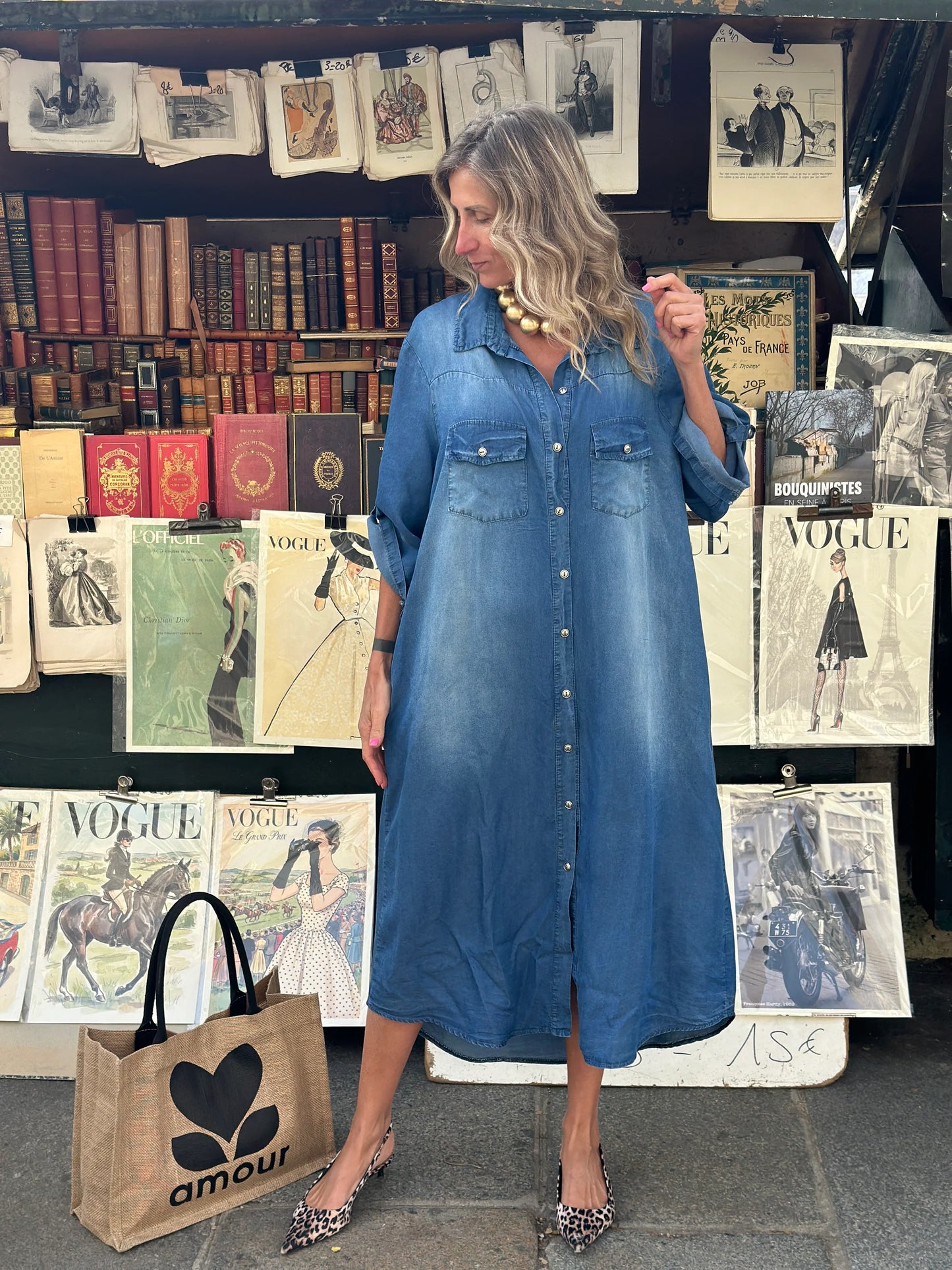 Lina – Avslappnad skjortklänning i mjuk denimlook