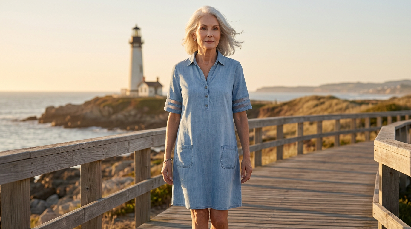 Maja - Light wash denim dress in a relaxed style