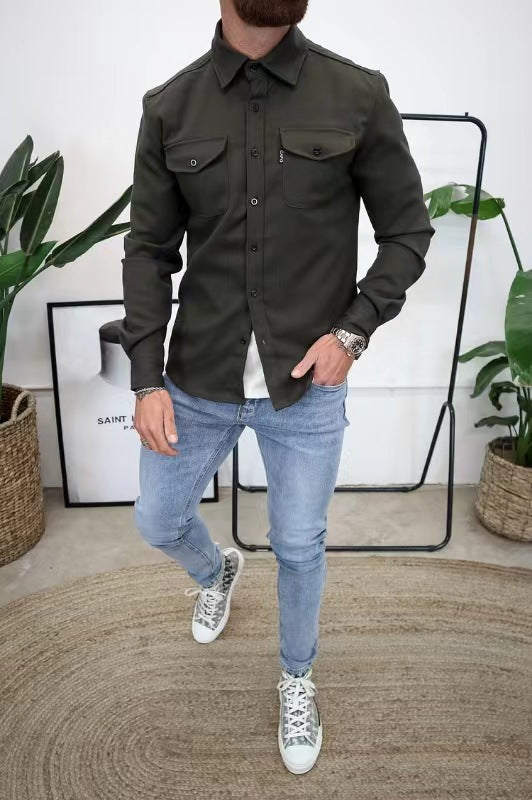 Elias - Beige overshirt met moderne uitstraling