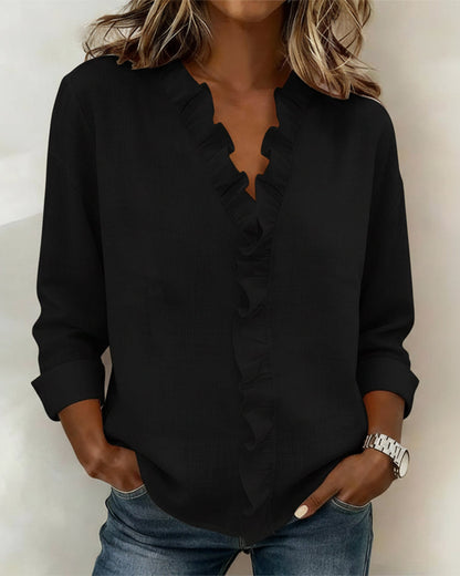 Velisse – Romantisk blus med eleganta volanger