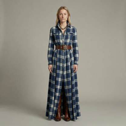 Elvira – Elegant rutig maxiklänning