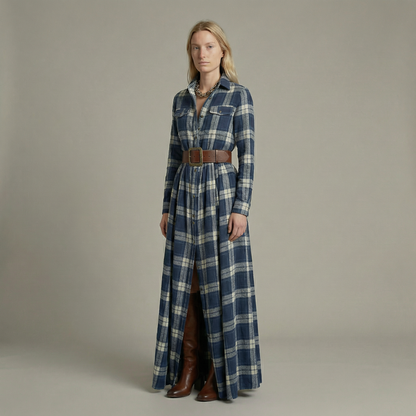 Elvira – Elegant rutig maxiklänning