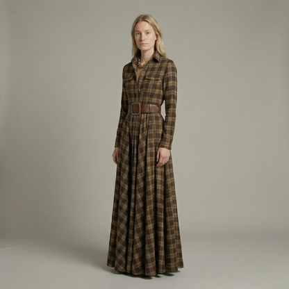 Elvira – Elegant rutig maxiklänning