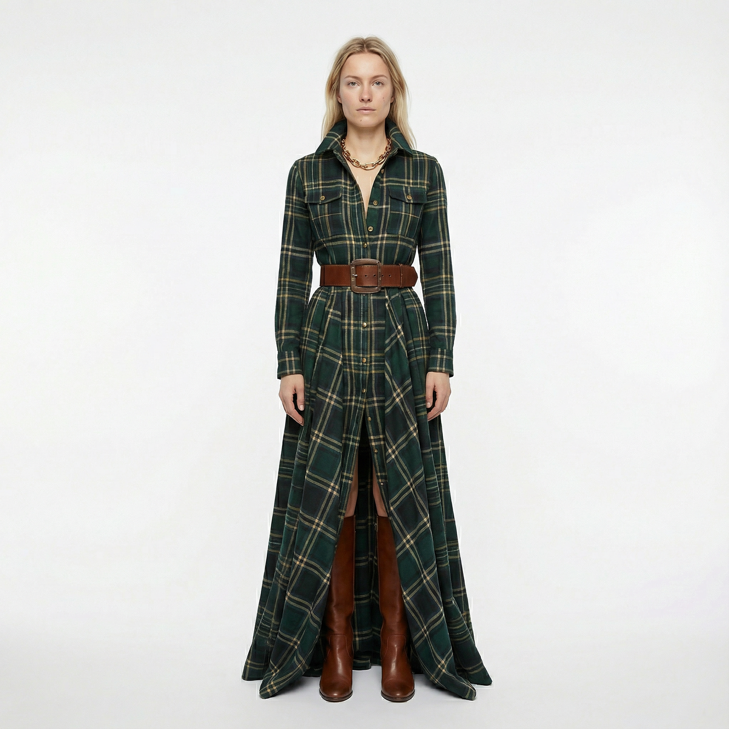 Elvira – Elegant rutig maxiklänning