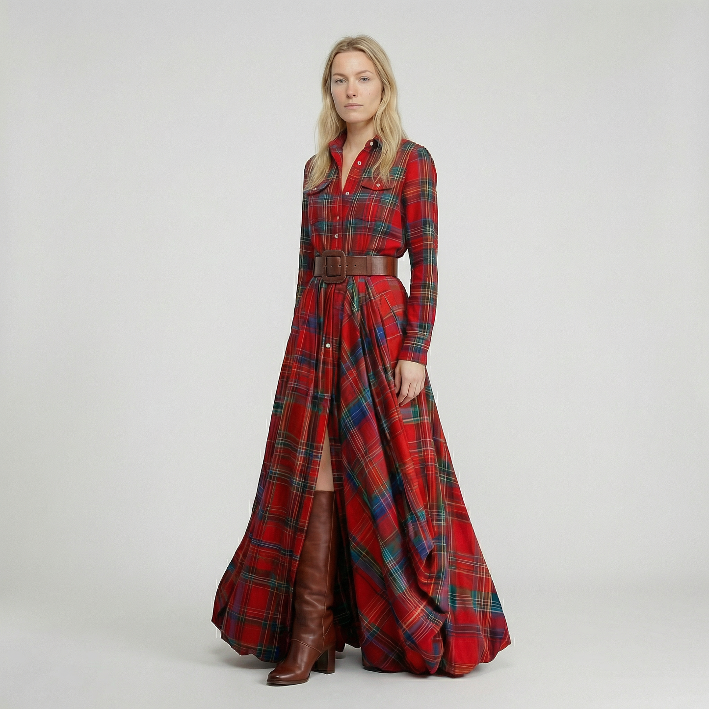 Elvira – Elegant rutig maxiklänning