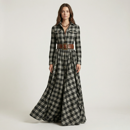 Elvira – Elegant rutig maxiklänning