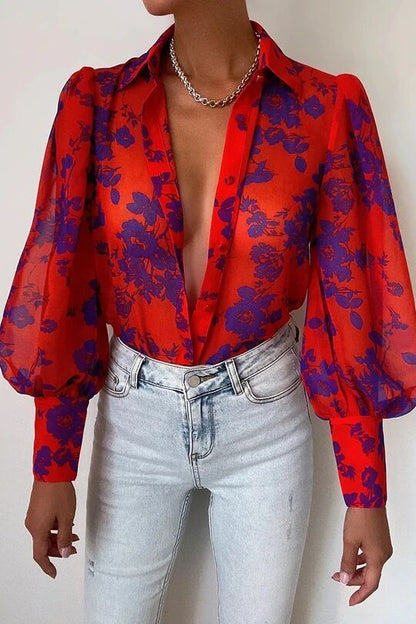 Yaraine – Lätt blus med botaniskt tryck
