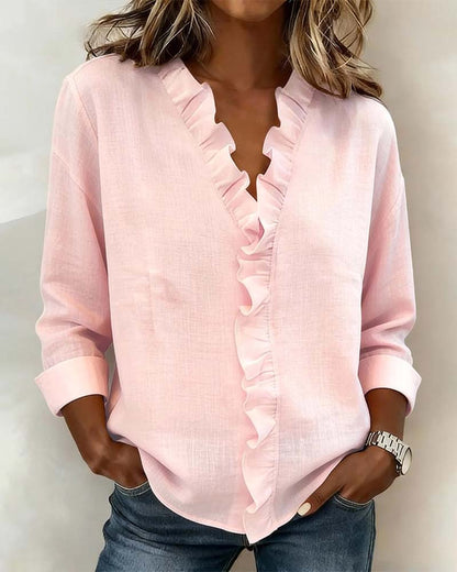 Velisse – Romantisk blus med eleganta volanger