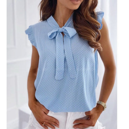 Emina – Sleeveless blouse with bow detail