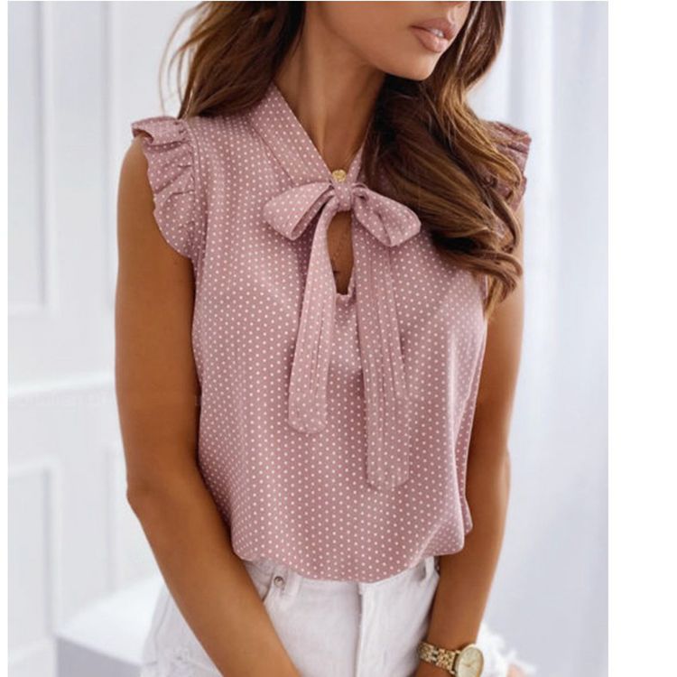 Emina – Sleeveless blouse with bow detail