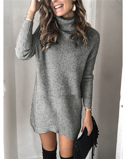 Lina - Knitted turtleneck dress for cool spring days
