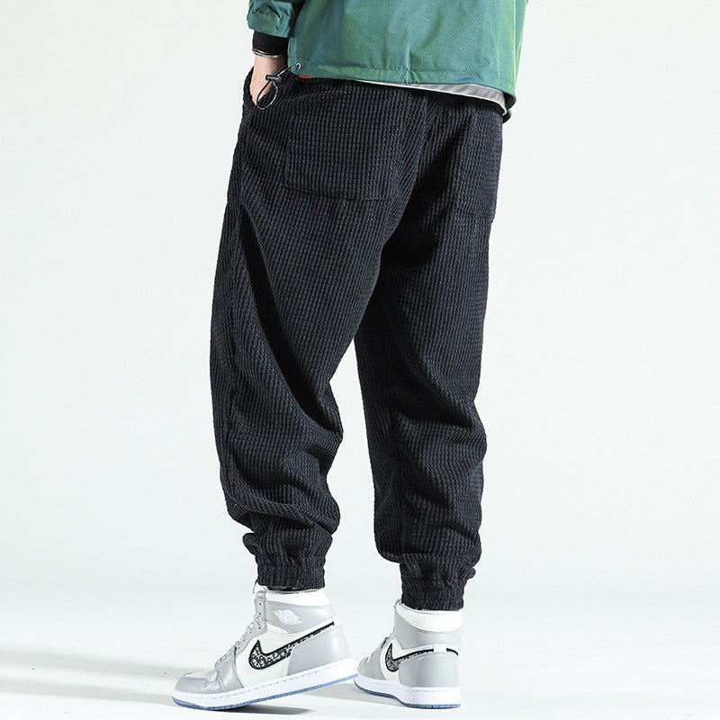 Joren - Mörkgrå joggers med ribbad struktur