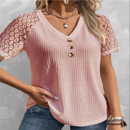 Noomi – T-shirt with lace sleeves