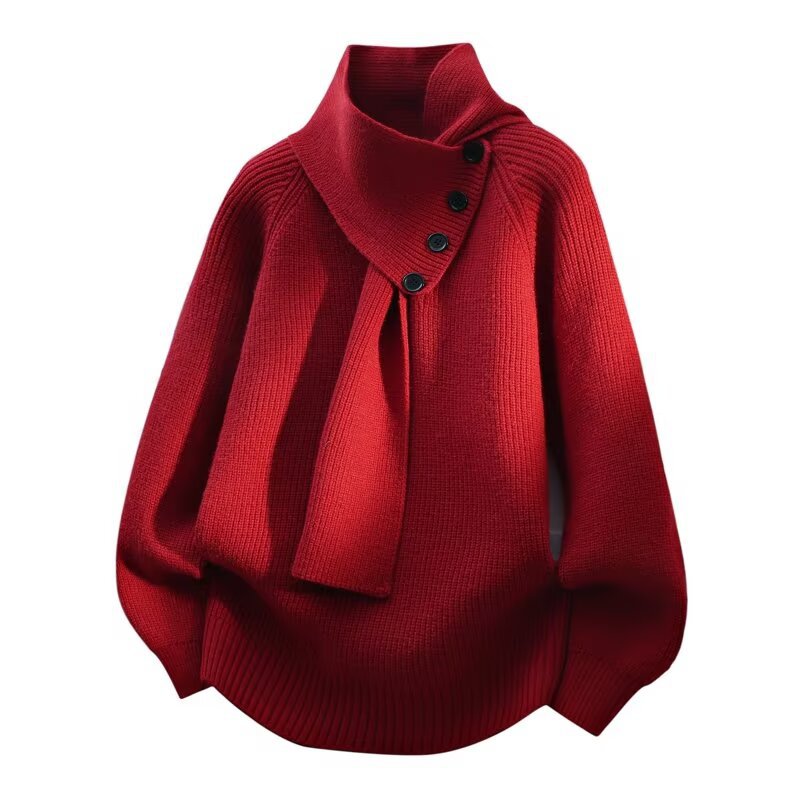 Ovara – Ribbstickad tröja med omslagkrage