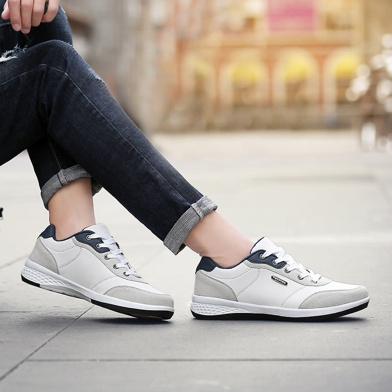 Fashion Light Sports Casual Men Shoes Autumn New Lace-Up Shoes Microfiber Leather Casual Shoes FLats Sneakers