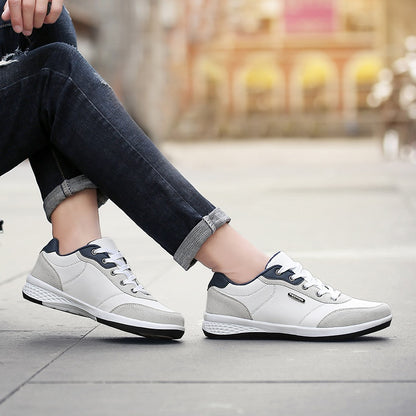 Fashion Light Sports Casual Men Shoes Autumn New Lace-Up Shoes Microfiber Leather Casual Shoes FLats Sneakers