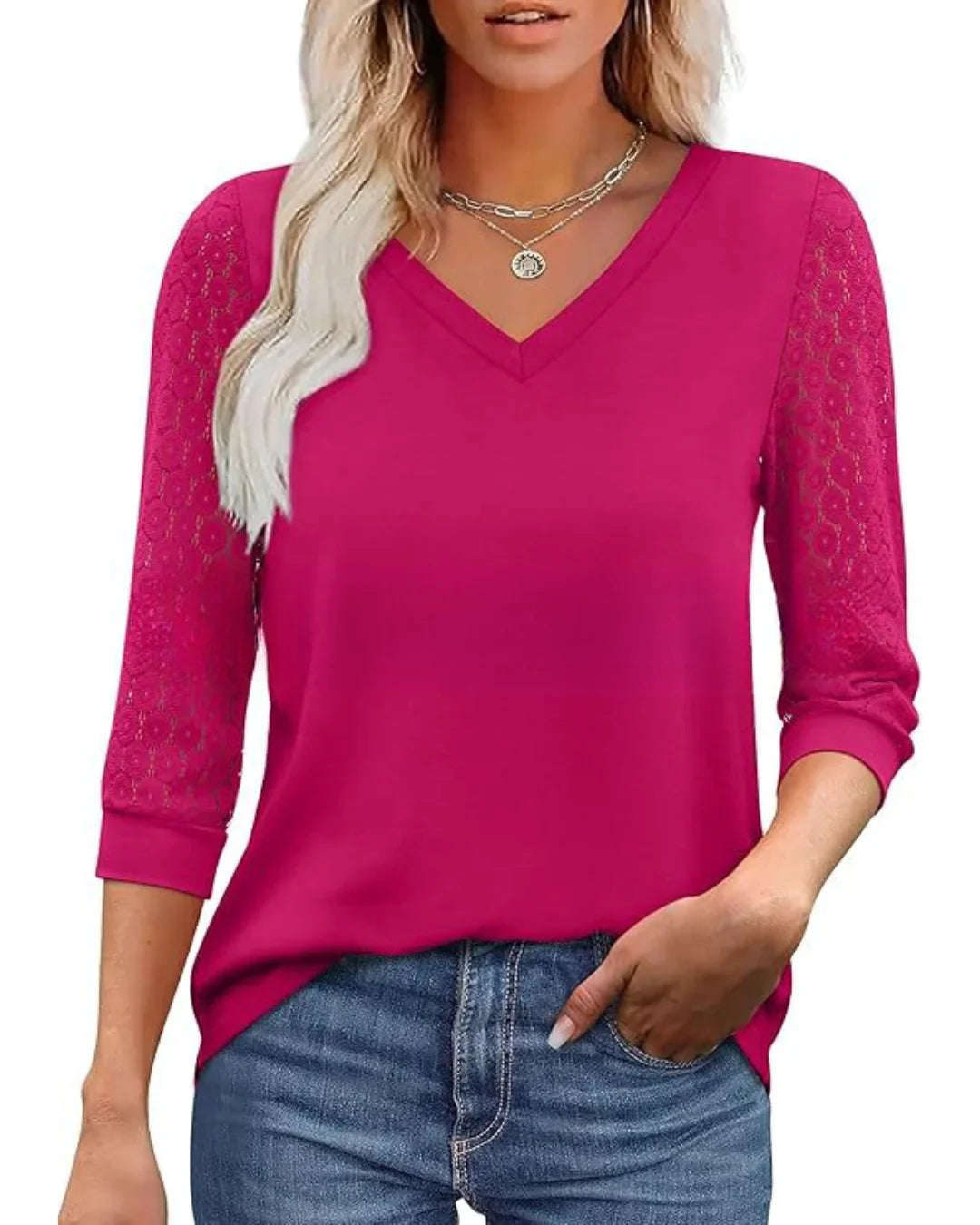 Serapha – Elegant topp med spetsärmar | 1+1 gratis eller 2+3 erbjudande