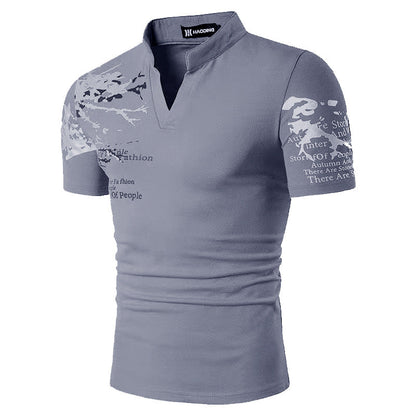 Riven – Red Slim Fit Polo with Graphic Details