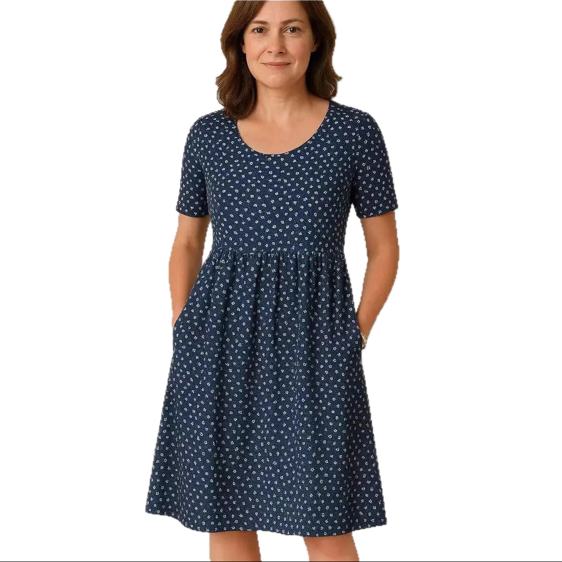 blommönster mörkblått / 6XL