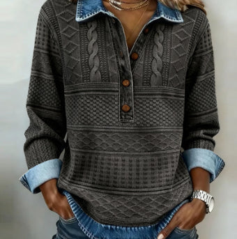 Marit – Tröja med struktur och knapplåsning