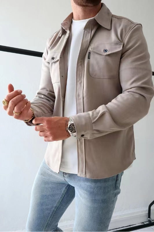 Elias - Beige overshirt met moderne uitstraling