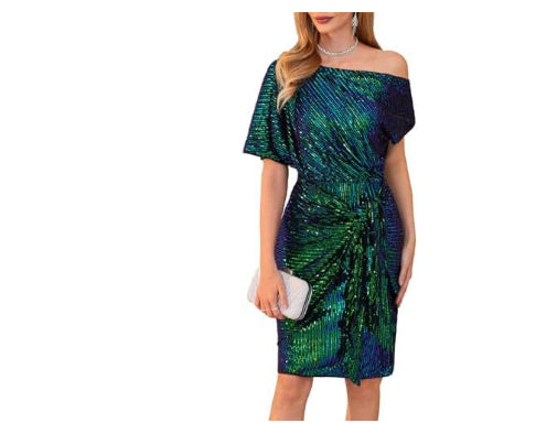 Dagny – klänning med asymmetrisk hals och knyt