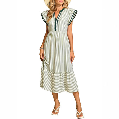 Asta - Striped midi dress in sun yellow