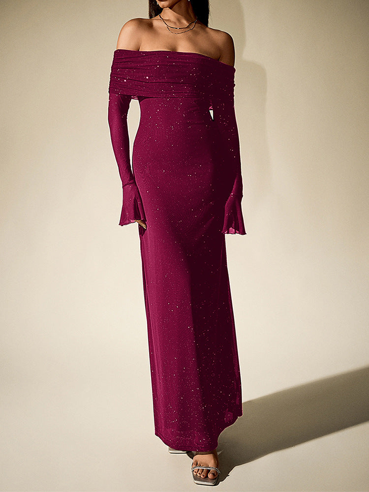 Noomi – lång klänning med båturringning