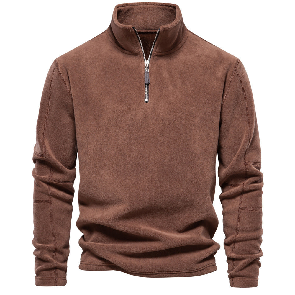 Nils - Sandfärgad halv-zip tröja med diskret komfort