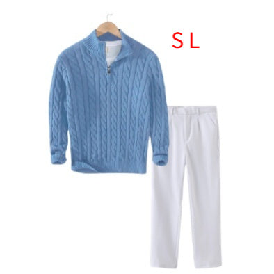 Zefir - Grå kabeltröja med dragkedja