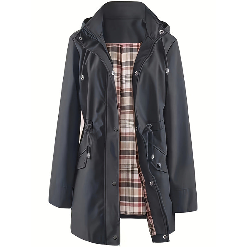 Brina – Vattentålig parkas med huva och rutigt foder