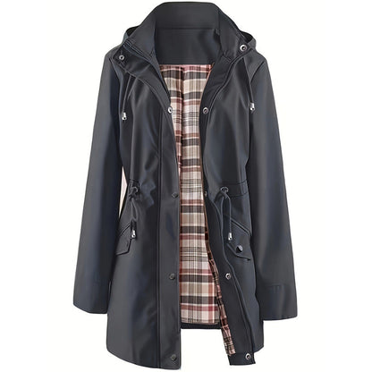 Brina – Vattentålig parkas med huva och rutigt foder