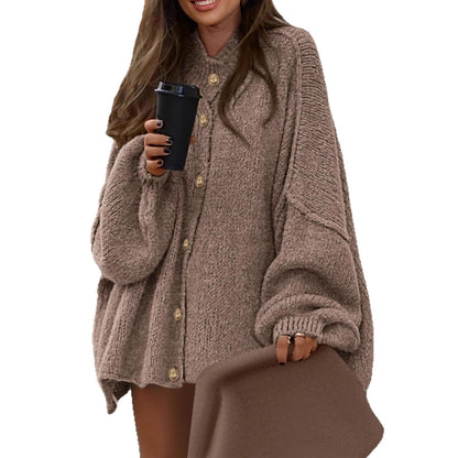 Crew Neck Casual Loose Thick Sweater Cardigan