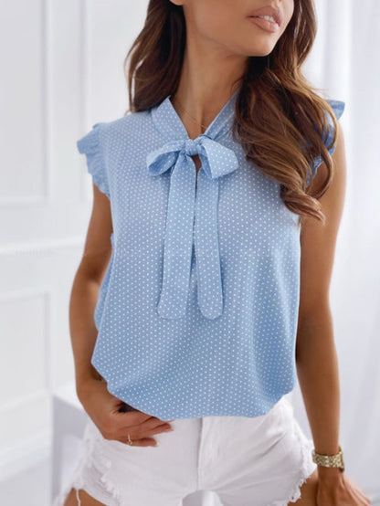 Emina – Sleeveless blouse with bow detail