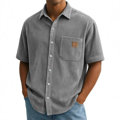 Vemund – Ribstruktur Skjorta med Korta Ärmar