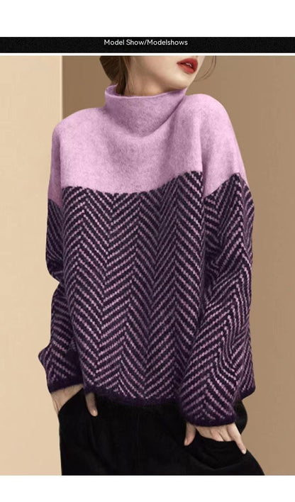 Yenni Zachte polotröja med grafiskt kontrast