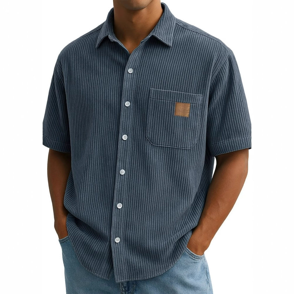 Vemund – Ribstruktur Skjorta med Korta Ärmar