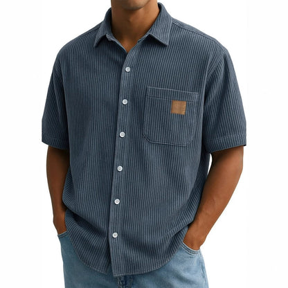 Vemund – Ribstruktur Skjorta med Korta Ärmar