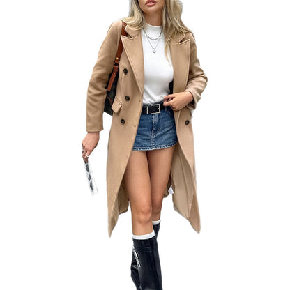 Casual Long Sleeve Coat Trench Coat Women's