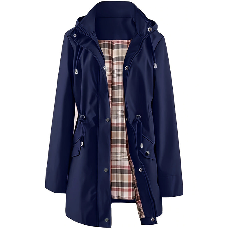 Brina – Vattentålig parkas med huva och rutigt foder