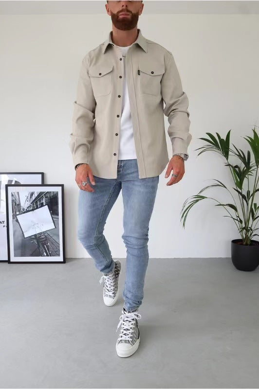 Elias - Beige overshirt med modern stil