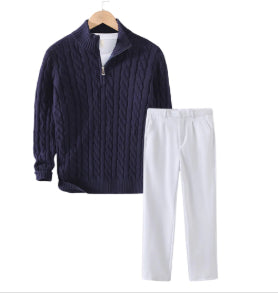 Zefir - Grå kabeltröja med dragkedja