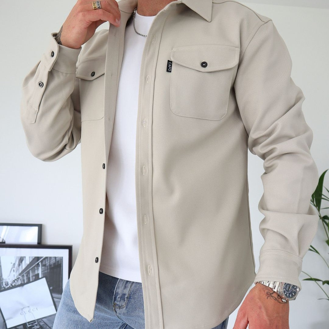 Elias - Beige overshirt med modern stil
