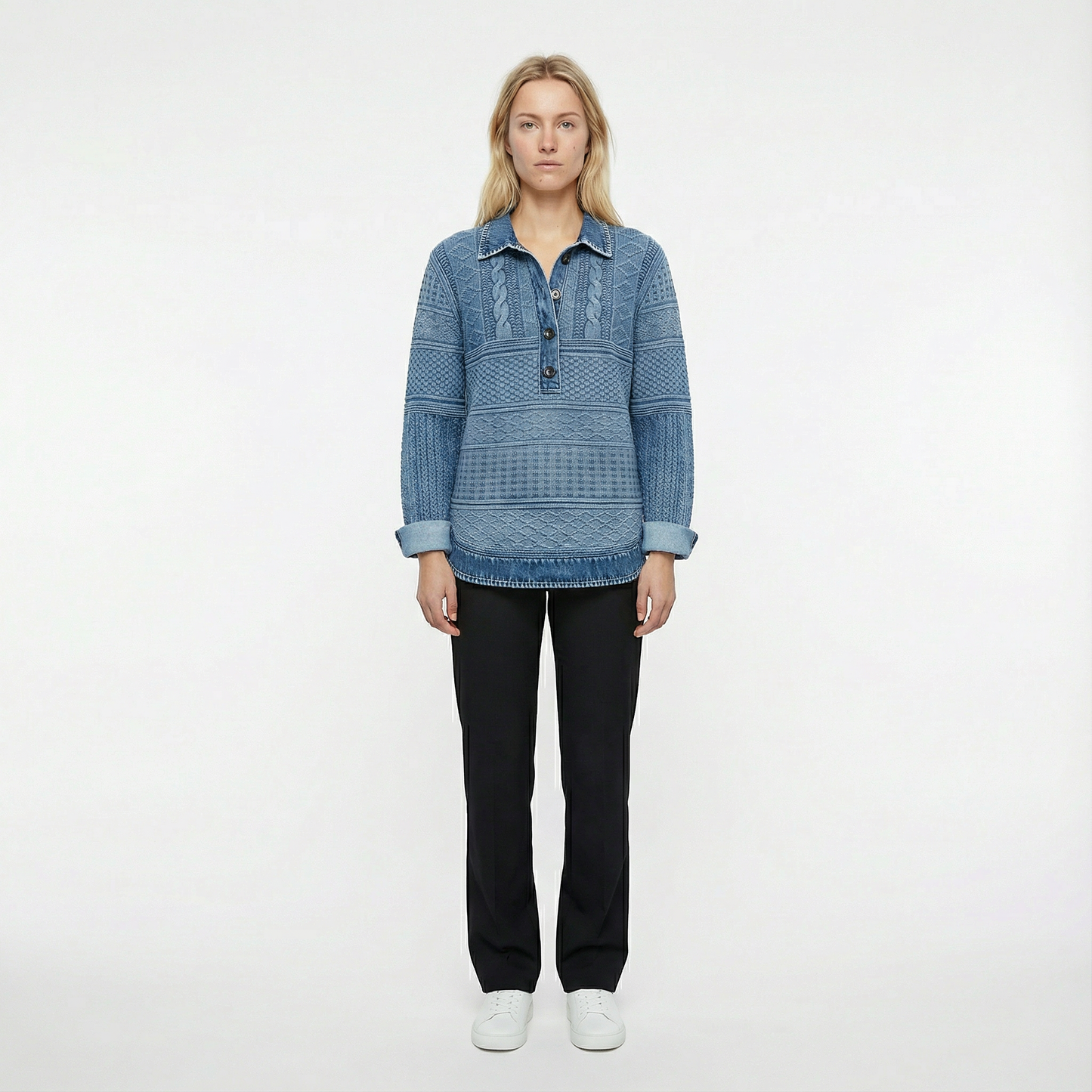 Marit – Tröja med struktur och knapplåsning