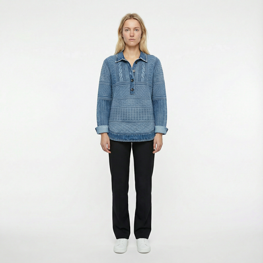 Marit – Tröja med struktur och knapplåsning