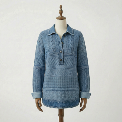 Marit – Tröja med struktur och knapplåsning