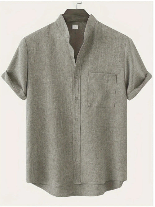 Feryn - Sandfärgad linne skjorta med avslappnad karaktär