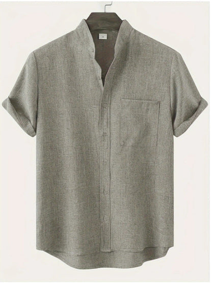 Feryn - Sandfärgad linne skjorta med avslappnad karaktär