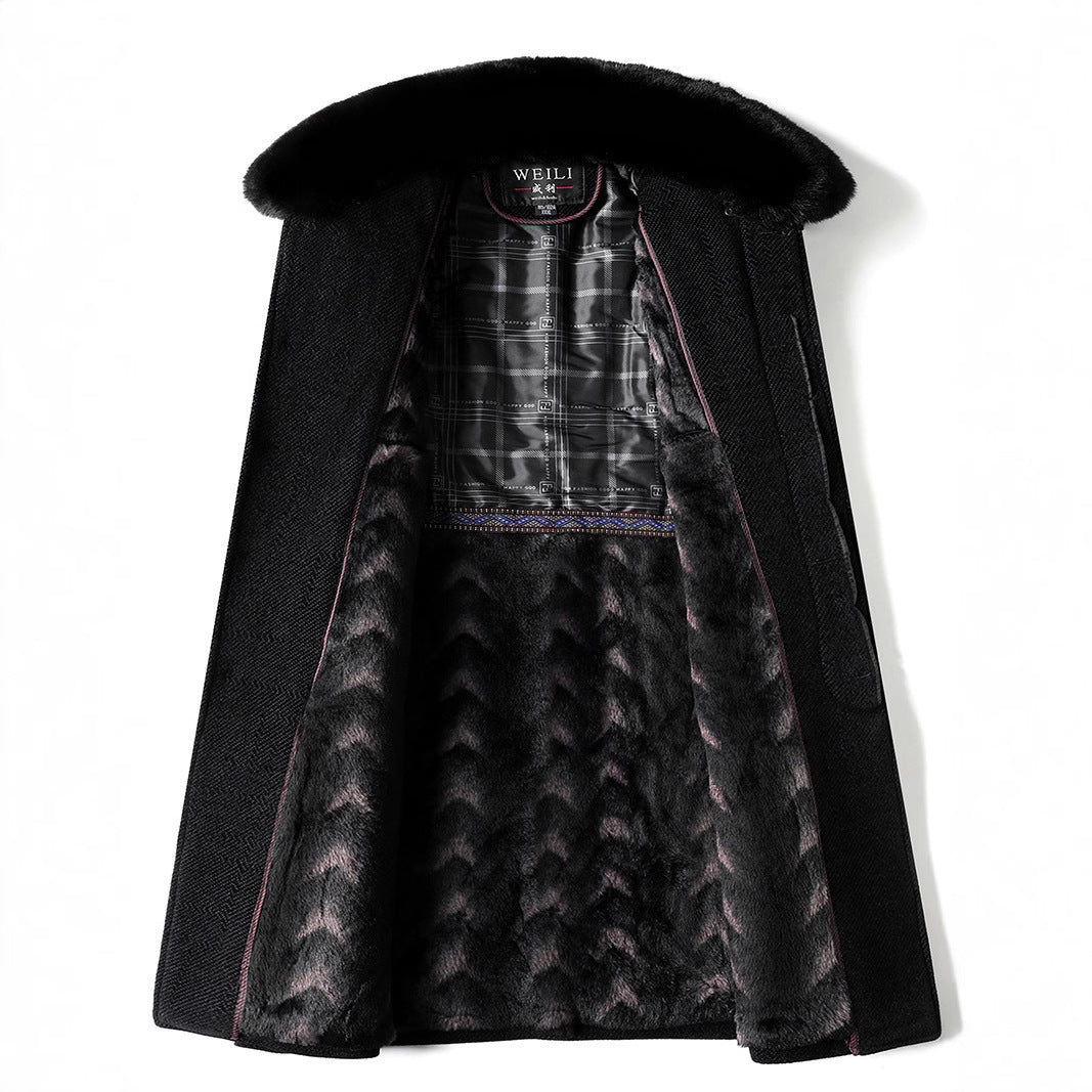 Daanel - Lång herrkappa med pälskrage