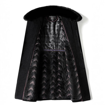 Daanel - Lång herrkappa med pälskrage